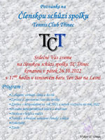 Pozvánka na Členskou schůzi TC Třinec 2022