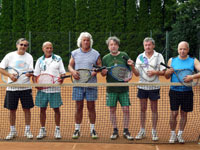 Společné foto Senior Cup zleva :  Karel Moškoř, Ivo Zlatník, František Šup, Vlastimil Čepický, Petr Palovský, Miroslav Sieder