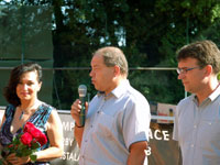 Zahájení turnaje zleva :  Věra Palkovská, Petr Skudrzyk, Lumír Šatran